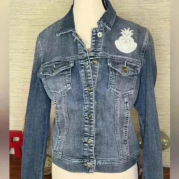 Upcycled Denim Jacket Womens Size Small One-of-a-kind Bachelorette Wedding Bride - Picture 6 of 9